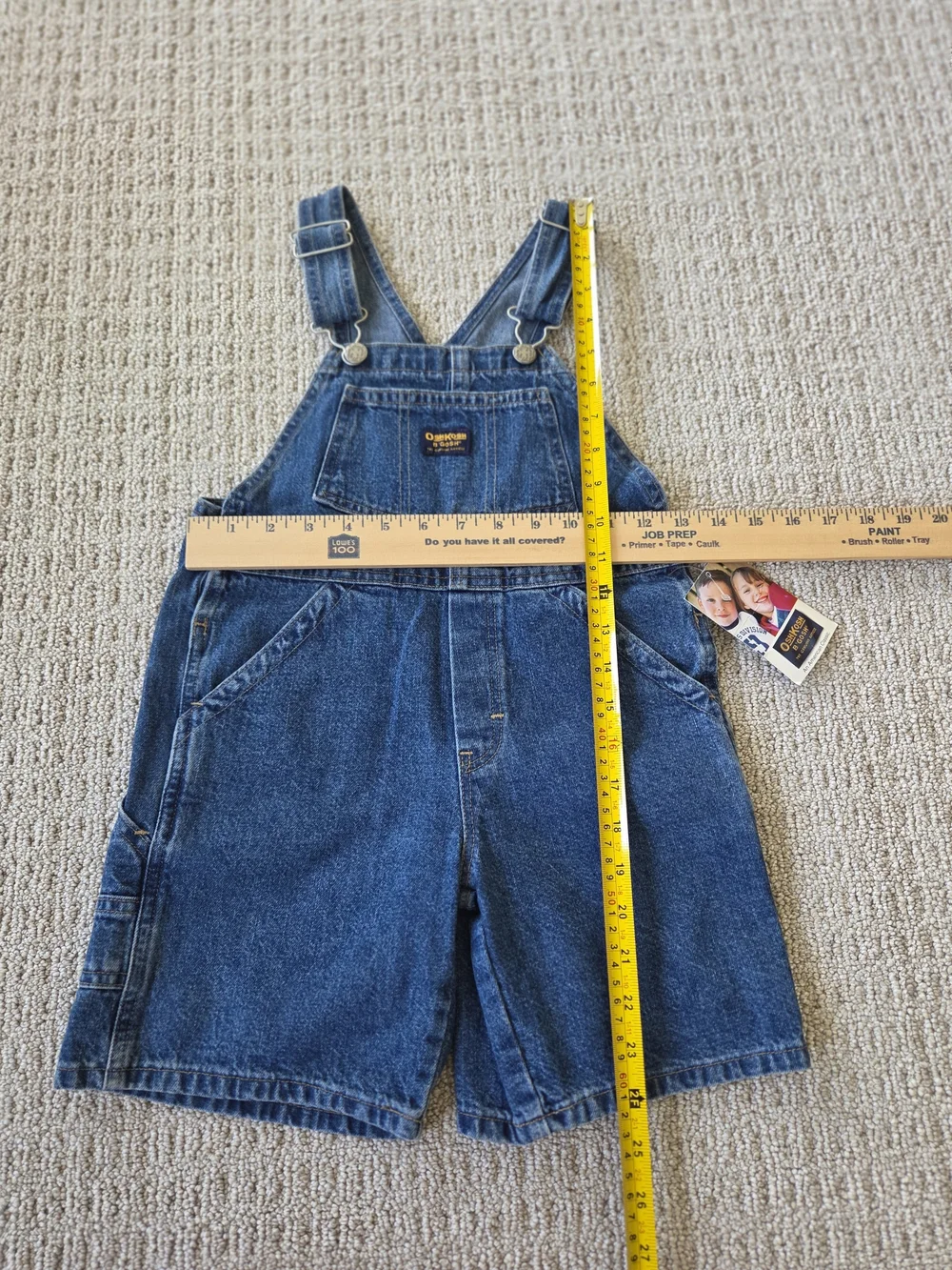 90's Vintage OshKosh B'gosh Dark Blue Denim Kids Shortall Overalls